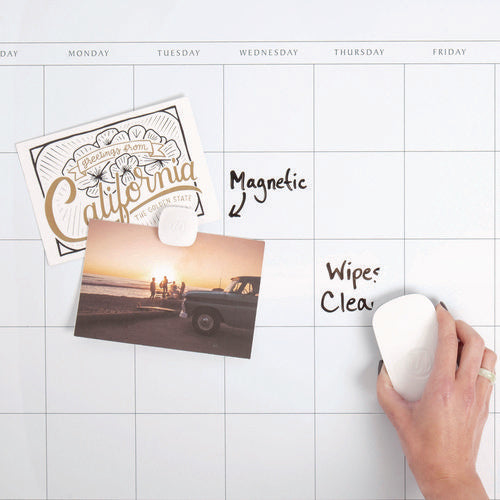 Image of U Brands Magnetic Dry Erase Board, Monthly Planning/Scheduling Calendar, 20" x 16", White Surface, Satin Aluminum Frame