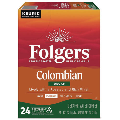 Image of Folgers® 100% Colombian Decaf Coffee K-Cups, 24/box