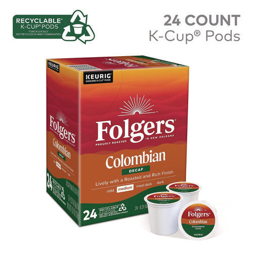 Image of Folgers® 100% Colombian Decaf Coffee K-Cups, 24/box