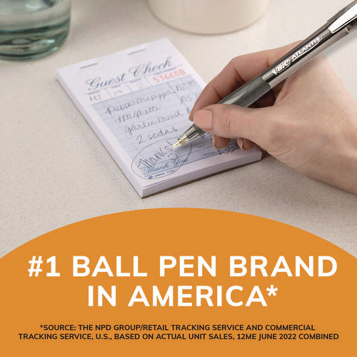 Image of BIC® GLIDE Ballpoint Pen, Retractable, Medium 1 mm, Black Ink, Smoke/Black Barrel, Dozen