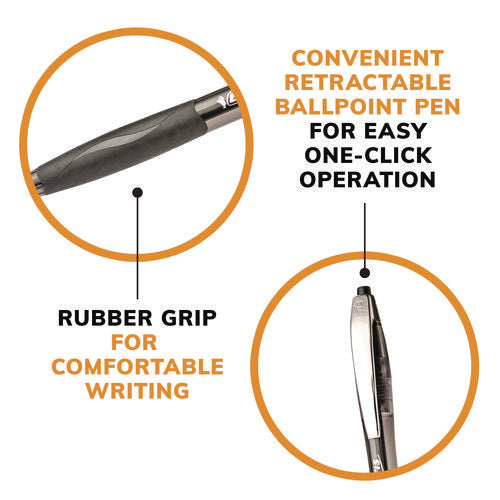 Image of BIC® GLIDE Ballpoint Pen, Retractable, Medium 1 mm, Black Ink, Smoke/Black Barrel, Dozen