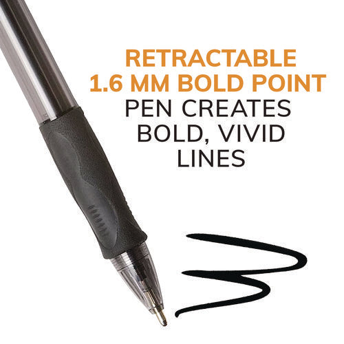 Image of BIC® GLIDE Bold Ballpoint Pen Value Pack, Retractable, Bold 1.6 mm, Black Ink, Smoke Barrel, 36/Pack