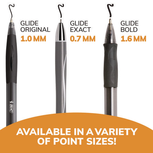Image of BIC® GLIDE Bold Ballpoint Pen Value Pack, Retractable, Bold 1.6 mm, Black Ink, Smoke Barrel, 36/Pack