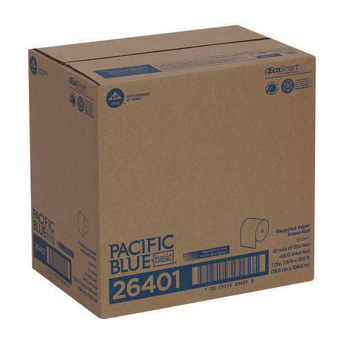 Image of Georgia Pacific® Professional Pacific Blue Basic Nonperforated Paper Towels, 1-Ply, 7.88 x 350 ft, Brown, 12 Rolls/Carton