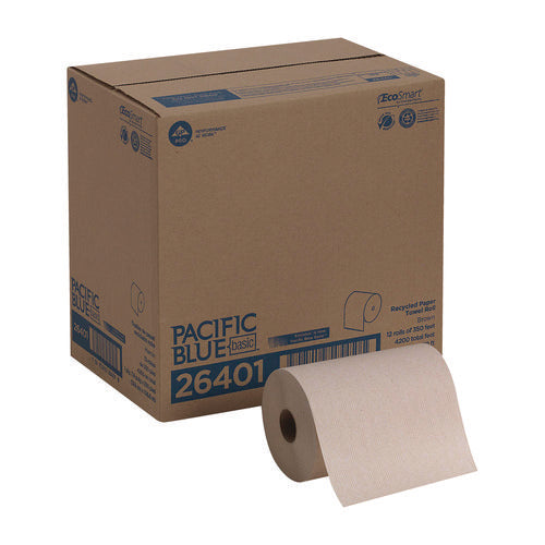 Image of Georgia Pacific® Professional Pacific Blue Basic Nonperforated Paper Towels, 1-Ply, 7.88 x 350 ft, Brown, 12 Rolls/Carton