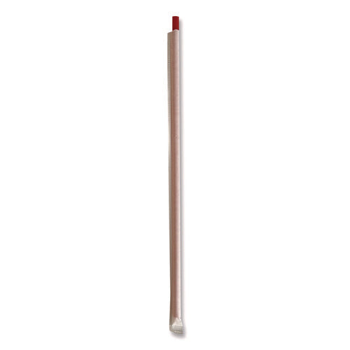 Image of Boardwalk® Wrapped Giant Straws, 10.25", Polypropylene, Red, 300/Pack, 4 Packs/Carton
