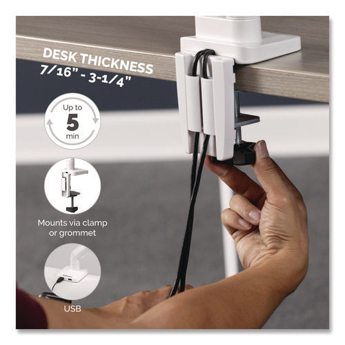 Image of Fellowes® Platinum Series Dual Monitor Arm, For 27" Monitors, 360 Deg Rotation, 45 Deg Tilt, 180 Deg Pan, White, Supports 20 Lb