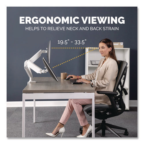 Image of Fellowes® Platinum Series Dual Monitor Arm, For 27" Monitors, 360 Deg Rotation, 45 Deg Tilt, 180 Deg Pan, White, Supports 20 Lb