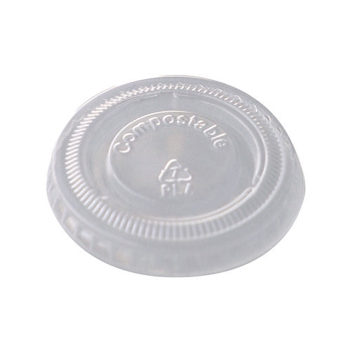 Image of World Centric® PLA Clear Cold Cup Lids, Fits 1 oz Portion Cups, Plastic, Clear, 3,000/Carton