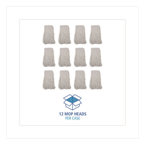 Image of Boardwalk® Cut-End Wet Mop Heads, Rayon, White, 12/Carton