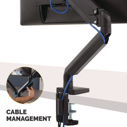 Image of Fellowes® Platinum Series Single Monitor Arm, For 30" Monitors, 360 Deg Rotation, 180 Deg Tilt, 360 Deg Pan, Black, Supports 20 Lb