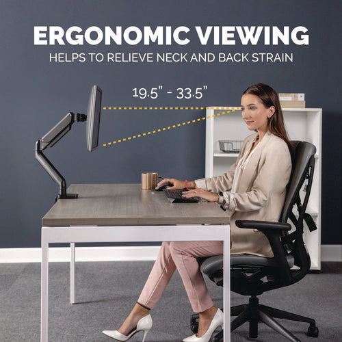 Image of Fellowes® Platinum Series Single Monitor Arm, For 30" Monitors, 360 Deg Rotation, 180 Deg Tilt, 360 Deg Pan, Black, Supports 20 Lb