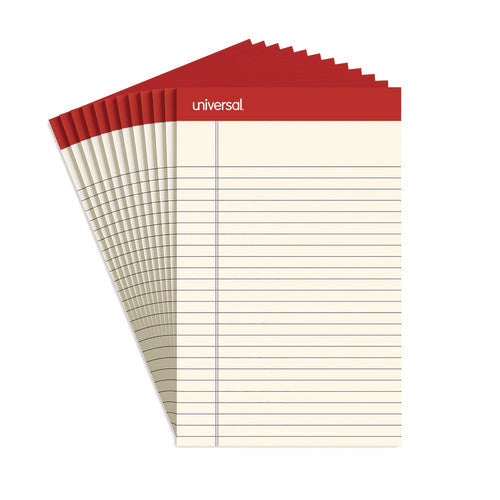 Image of Universal® Colored Perforated Ruled Writing Pads, Narrow Rule, 50 Ivory 5 X 8 Sheets, Dozen