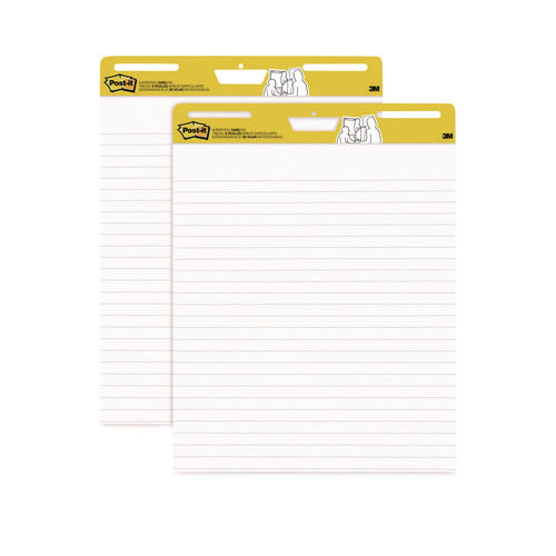 Image of Post-it® Easel Pads Super Sticky Vertical-Orientation Self-Stick Easel Pads, Presentation Format (1.5" Rule), 25 x 30, White, 30 Sheets, 2/Pack