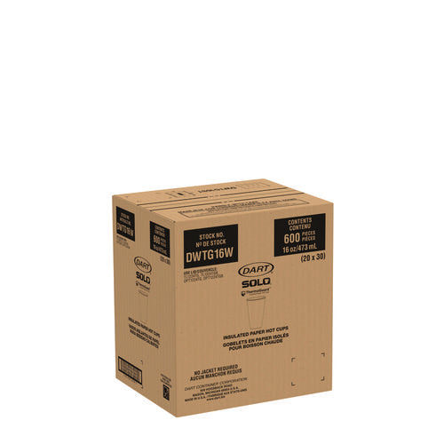 Image of SOLO® Thermoguard Insulated Paper Hot Cups, 16 oz, White Sustainable Forest Design, 600/Carton