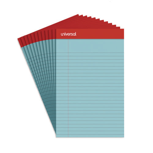 Image of Universal® Colored Perforated Ruled Writing Pads, Narrow Rule, 50 Blue 5 X 8 Sheets, Dozen