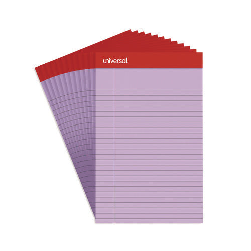 Image of Universal® Colored Perforated Ruled Writing Pads, Narrow Rule, 50 Orchid 5 X 8 Sheets, Dozen