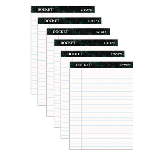 Image of TOPS Docket Ruled Perforated Pads, Wide/legal Rule, 50 White 8.5 X 11.75 Sheets, 6/pack