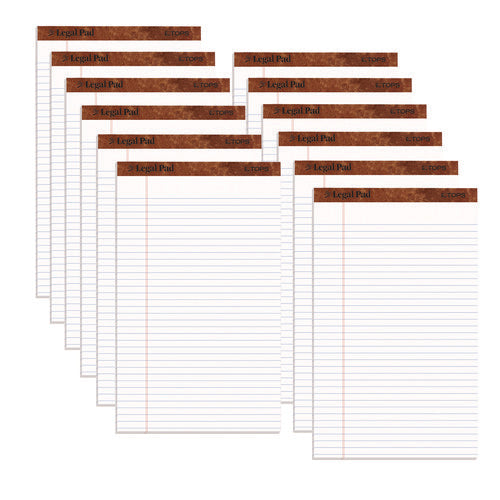 Image of TOPS The Legal Pad Ruled Perforated Pads, Wide/legal Rule, 50 White 8.5 X 14 Sheets, Dozen