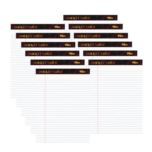 Image of TOPS Docket Gold Ruled Perforated Pads, Wide/legal Rule, 50 White 8.5 X 11.75 Sheets, 12/pack