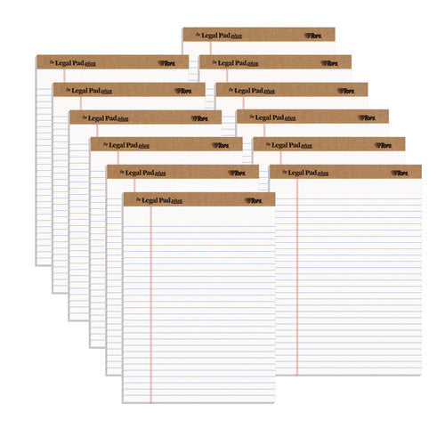 Image of TOPS The Legal Pad Plus Ruled Perforated Pads With 40 Pt. Back, Wide/legal Rule, 50 White 8.5 X 11.75 Sheets, Dozen