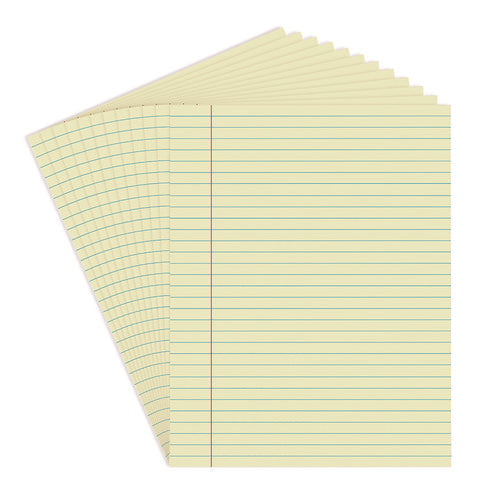 Image of Universal® Glue Top Pads, Wide/legal Rule, 50 Canary-Yellow 8.5 X 11 Sheets, Dozen