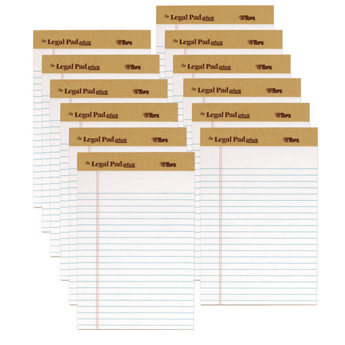 Image of TOPS The Legal Pad Plus Ruled Perforated Pads With 40 Pt. Back, Narrow Rule, 50 White 5 X 8 Sheets, Dozen
