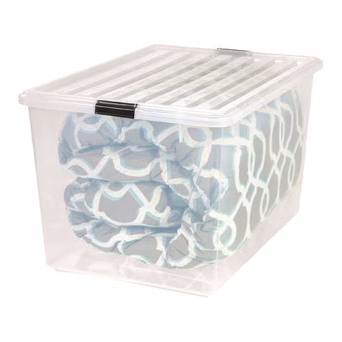 Image of IRIS 132 Qt. Latch Lid Storage Box, 20.9" x 28.8" x 17.8", Clear/Black