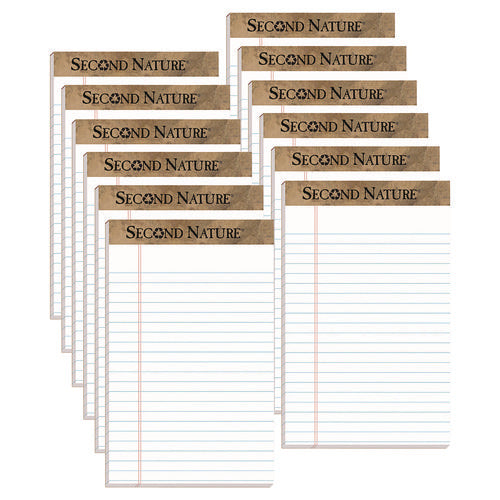 Image of TOPS Second Nature Recycled Ruled Pads, Narrow Rule, 50 White 5 X 8 Sheets, Dozen