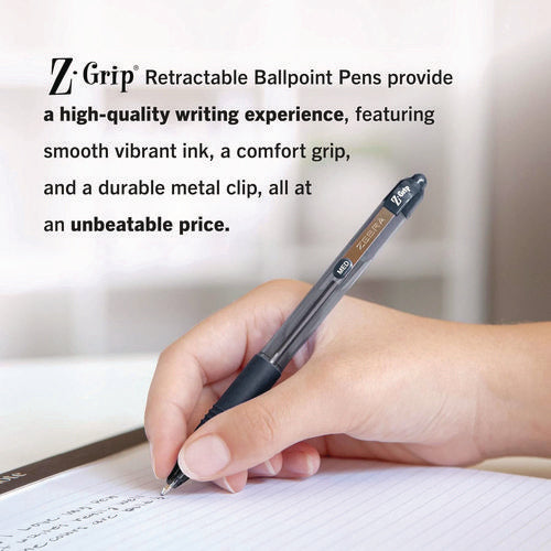 Image of Zebra® Z-Grip Ballpoint Pen, Retractable, Medium 1 mm, Black Ink, Clear/Black Barrel, 24/Pack