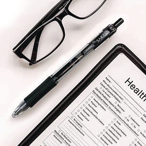 Image of Zebra® Sarasa Dry Gel X20 Gel Pen Value Pack, Retractable, Medium 0.7 mm, Black Ink, Clear/Black Barrel, 24/Box