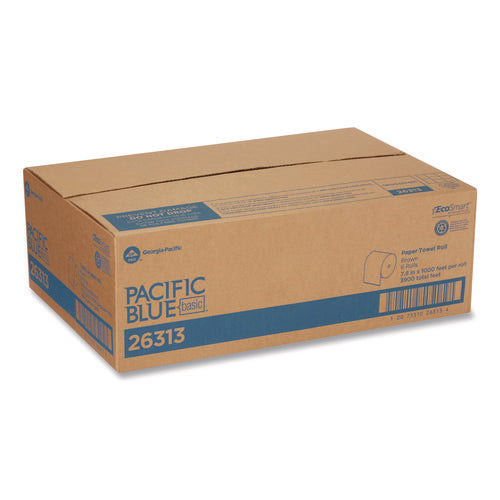 Image of Georgia Pacific® Professional Pacific Blue Basic Recycled Paper Towel Roll, 1-Ply, 7.87 " x 1,000 ft, Brown, 6/Carton