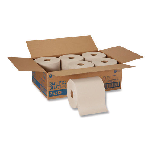 Image of Georgia Pacific® Professional Pacific Blue Basic Recycled Paper Towel Roll, 1-Ply, 7.87 " x 1,000 ft, Brown, 6/Carton