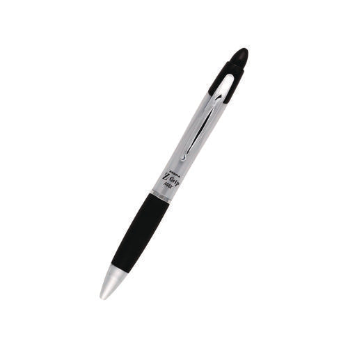 Image of Zebra® Z-Grip MAX Ballpoint Pen, Retractable, Medium 1 mm, Black Ink, Silver/Black Barrel, 12/Pack