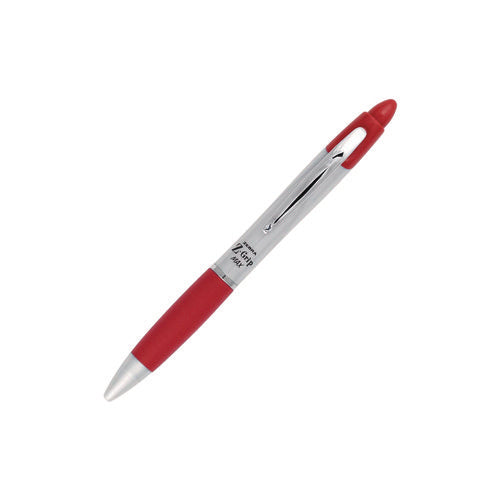 Image of Zebra® Z-Grip MAX Ballpoint Pen, Retractable, Medium 1 mm, Red Ink, Silver/Red Barrel, 12/Pack