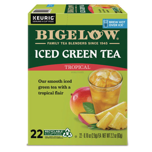 Image of Bigelow® Tropical Iced Green Tea, K-Cup, 0.10 oz, 22/Box