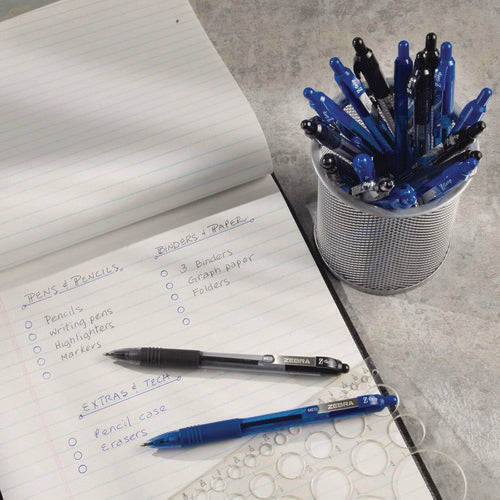 Image of Zebra® Z-Grip Ballpoint Pen, Retractable, Medium 0.7 mm, Blue Ink, Translucent Blue/Blue Barrel, 12/Pack