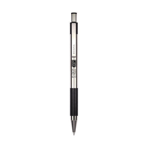 Image of Zebra® F-301 Ballpoint Pen, Retractable, Fine 0.7 Mm, Black Ink, Stainless Steel/black Barrel