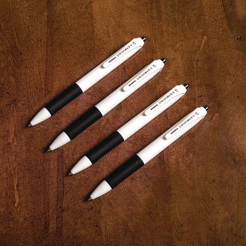 Image of Zebra® Sarasa Dry X1+ Gel Pen, Retractable, Medium 0.7 mm, Black Ink, White/Black Barrel, 12/Pack