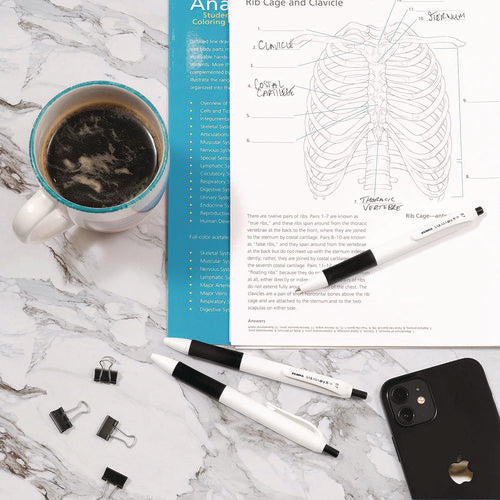 Image of Zebra® Sarasa Dry X1+ Gel Pen, Retractable, Medium 0.7 mm, Black Ink, White/Black Barrel, 12/Pack