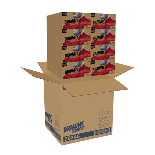 Image of Brawny® Professional All Purpose Wipers, 1-Ply, 9 x 10.25, Brown, 250 Wipers/Box, 24 Boxes/Carton