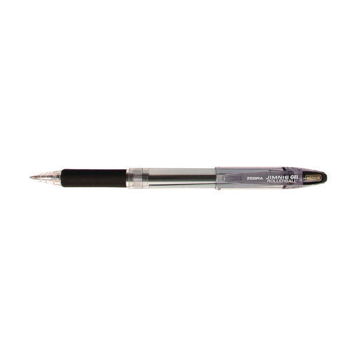 Image of Zebra® Jimnie Gel Pen, Stick, Medium 0.7 mm, Black Ink, Clear/Black Barrel, 12/Pack