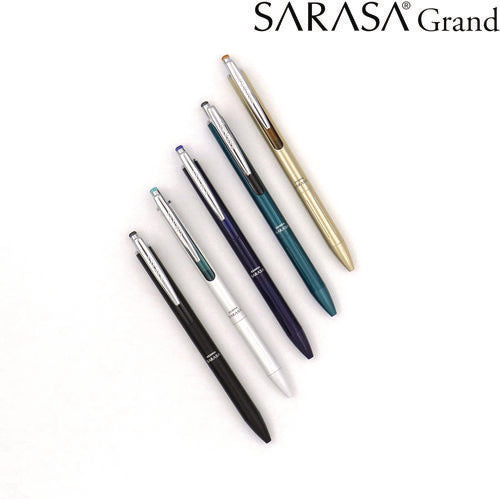 Image of Zebra® Sarasa Grand Gel Pen, Retractable, Fine 0.7 mm, Black Ink, Gold/Translucent Black Barrel