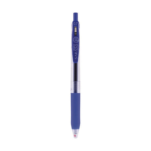 Image of Zebra® Sarasa Clip Gel Pen, Retractable, Medium 0.7 mm, Blue Ink, Clear/Blue Barrel, 12/Pack
