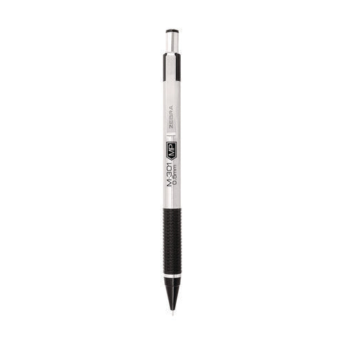 Image of Zebra® M-301 Mechanical Pencil, 0.5 mm, HB (#2), Black Lead, Silver/Black Barrel, 2/Pack