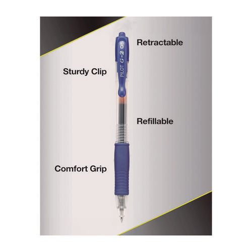 Image of Pilot® G2 Premium Gel Pen, Retractable, Extra-Fine 0.5 mm, Blue Ink, Smoke/Blue Barrel, 5/Pack