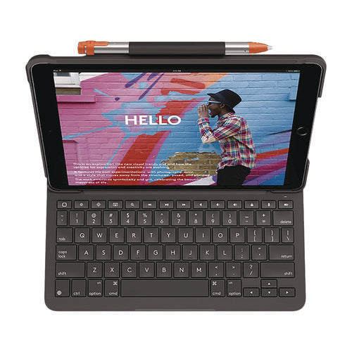 Image of Logitech® Slim Folio Plastic Keyboard Case for iPad 7th, 8th Generation, Graphite