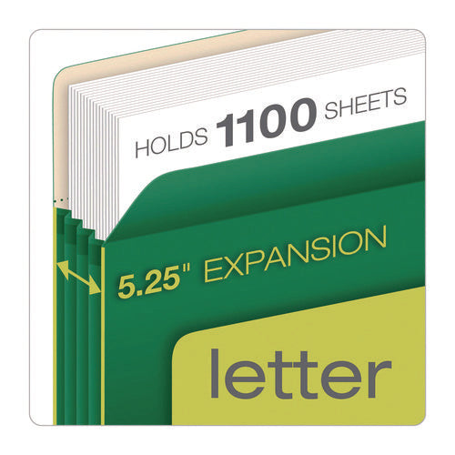 Image of Pendaflex® Reinforced File Pocket, 5.25" Expansion, Letter Size, Green, 10/Box
