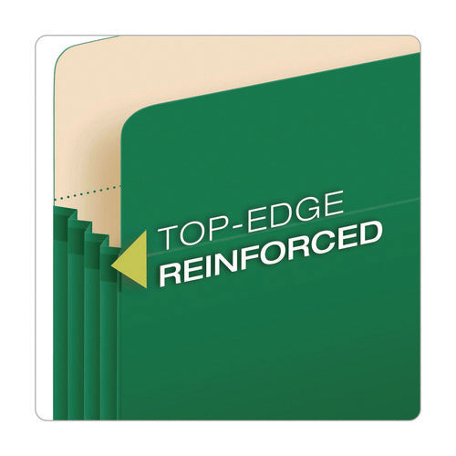 Image of Pendaflex® Reinforced File Pocket, 5.25" Expansion, Letter Size, Green, 10/Box