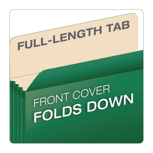 Image of Pendaflex® Reinforced File Pocket, 5.25" Expansion, Letter Size, Green, 10/Box